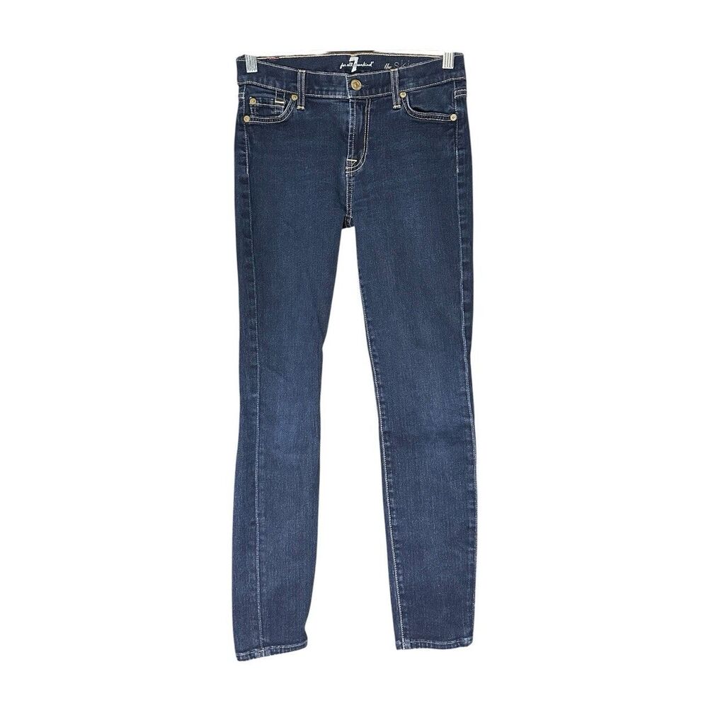 7 For All Mankind The Skinny Jeans Womens 26 Blue Mid Rise Stretch Denim